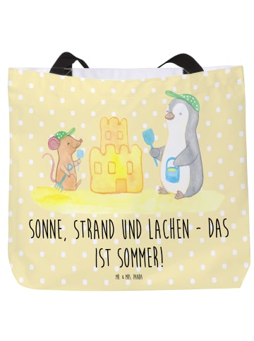 Mr. & Mrs. Panda Tote Bag Sommerfreude mit Spruch in Gelb Pastell