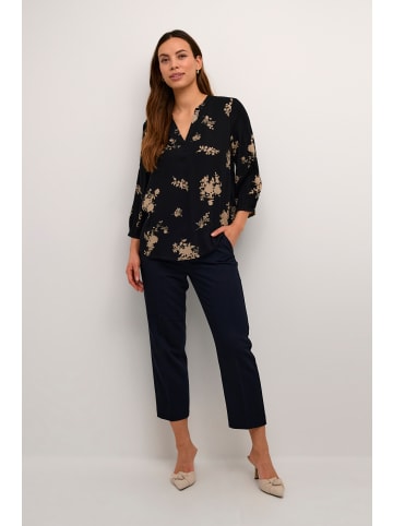 Kaffe Kurzarm-Bluse KAclaire Regular fit in Black/Brown Flower Print