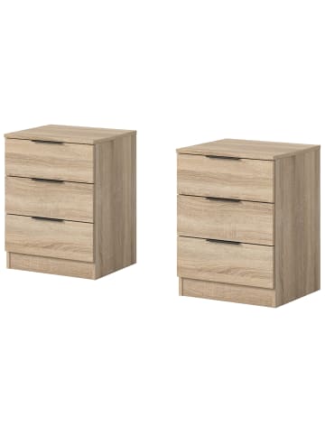 Inn.Furn Nachttisch 2er Set Eiche Sonoma 45 x 60 cm, Nachtkommode in Komforthöhe