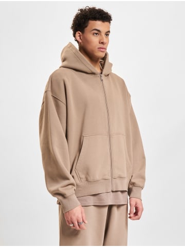 DEF Zip-Kapuzenpullover in brown washed01