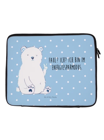 Mr. & Mrs. Panda Notebook Tasche Eisbär Faul mit Spruch in Blau Pastell