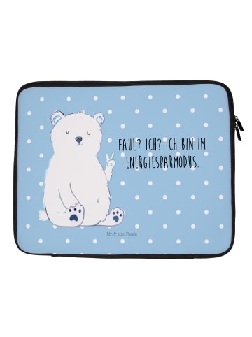 Mr. & Mrs. Panda Tasche Laptop Eisbär Faul mit Spruch in Blau Pastell