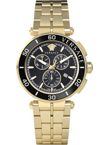 Versace GRECA CHRONO 45 mm- VE3L IP2N CASE - BLACK ALUMINUN TOP RING in gold