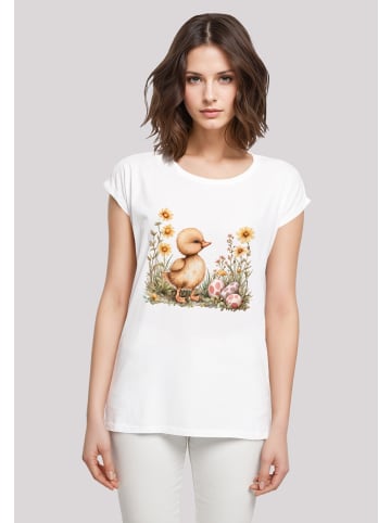 F4NT4STIC Extended Shoulder T-Shirt Niedliche Enten Ostereier in weiß