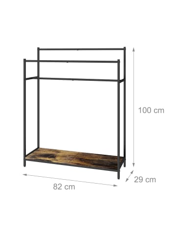 relaxdays Handtuchständer in Dunkelbraun/ Schwarz - (B)82 x (H)100 x (T)29 cm