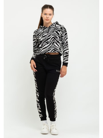 Tom Barron Freizeitanzug Tom Barron Women Regular Fit Zebra Pattern Sweatshirt Hoddie And Pant Set in BLACK