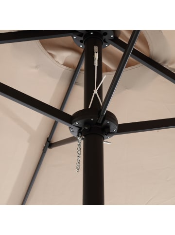 ABRIHOME Doppelseitiger Sonnenschirm in Khaki 450 cm rechteckig mit Kurbel Ohne Fuß 