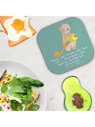 Mr. & Mrs. Panda gläseruntersetzer Feuerwehrmann Helden mit Spruch in Meeresbrise