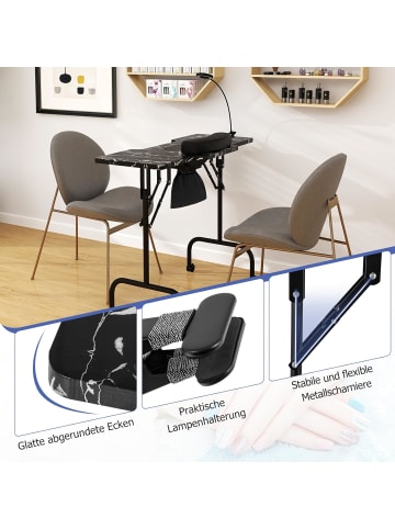 COSTWAY Maniküretisch klappbar in Schwarz