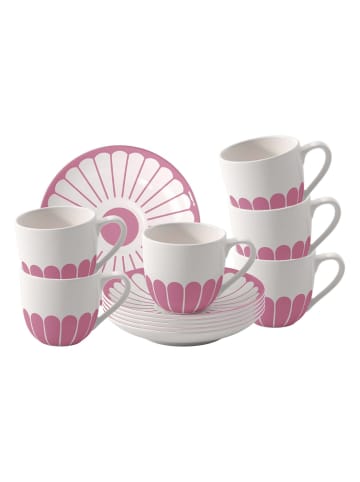 Villeroy & Boch 6er Set Espressotassen mit Untertassen Fleur Couleur 70 ml in Cassis
