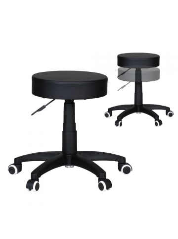 KADIMA DESIGN Büro- und Kosmetikhocker, Leder-Optik, 360° drehbar, höhenverstellbar 44-55 cm in Schwarz