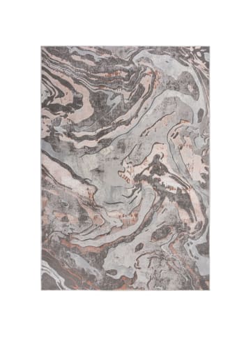 KADIMA DESIGN Luxuriöser Wohnzimmer Teppich mit metallischer Marmorierung in Rosa-Grau