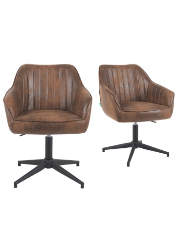 DUBI Möbel 2er-Set: Bürostuhl Mika-Caro in Braun - (B)60 x (H)79 x  (T)61 cm