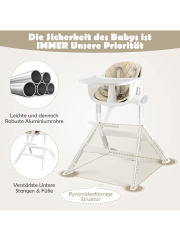 COSTWAY 4 in 1 Hochstuhl in Beige