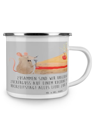 Mr. & Mrs. Panda Camping Emaille Tasse 6. Hochzeitstag Zuckerhoc... in Heather Grey
