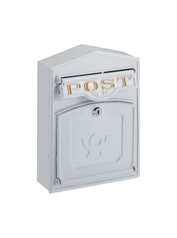 relaxdays Briefkasten in Weiß- (B)23 x (H)31,5 x (T)9 cm