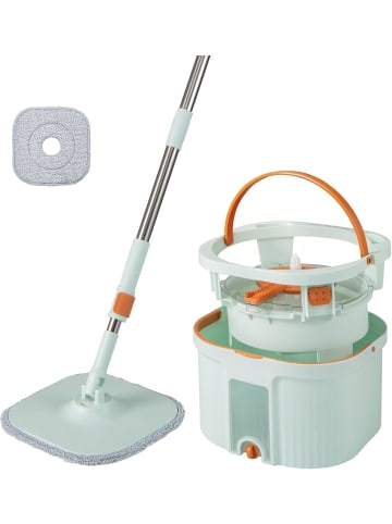 COSTWAY Wischmopp und Eimersystem mit Auswringfunktion in Grün