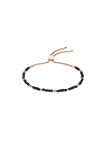 s.Oliver Armband Edelstahl, IP Rose, Glasperle in Schwarz