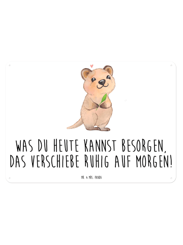 Mr. & Mrs. Panda Blechschild Quokka Happy mit Spruch in Weiß