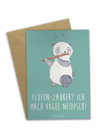 Mr. & Mrs. Panda Klappkarte Flöte Zauber mit Spruch in Meeresbrise