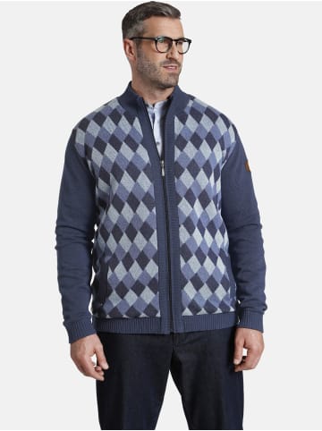 Charles Colby Outdoor Strickjacke DUKE PHIL in dunkelblau gemustert