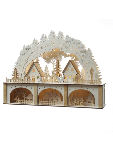 MARELIDA LED Schwibbogen Weihnachtsdorf Lichterbogen H: 33,5cm in weiß