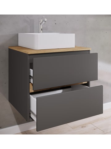 VCM  2 tlg. Badmöbel-Set mit Waschbecken Cosila-A 60 cm in Anthrazit / Honig-Eiche