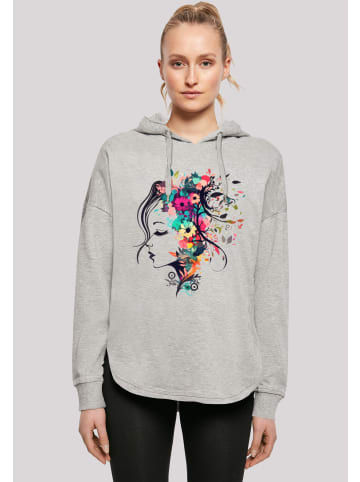 F4NT4STIC Oversized Hoodie Silhouette Bunte Blumen in grau