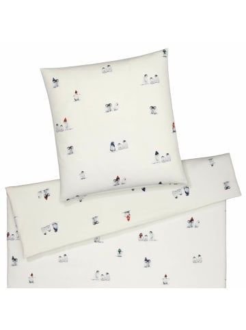 JOOP! Bettwäsche Pinguin Party Soft Flanell in Weiß