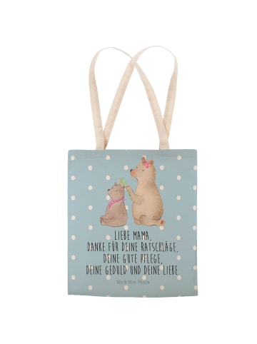 Mr. & Mrs. Panda Tasche Bär Kind mit Spruch in Blau Pastell