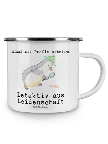 Mr. & Mrs. Panda Camping Emaille Tasse Detektiv Leidenschaft mit... in Weiß