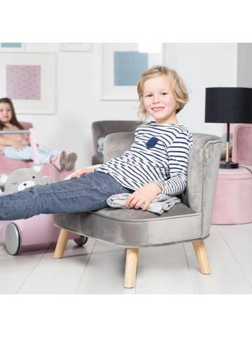roba Lil Sofa' Kindercouch, bequem, Holzfüße & Samtstoff grau