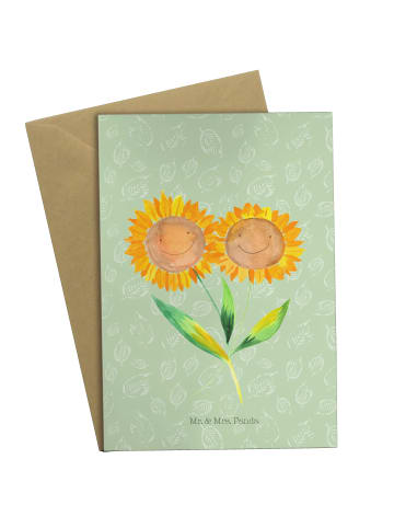Mr. & Mrs. Panda babykarte Blume Sonnenblume ohne Spruch in Blattgrün