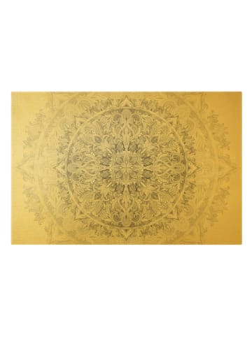 WALLART Leinwandbild Gold - Mandala Aquarell Ornament Muster in Schwarz-Weiß