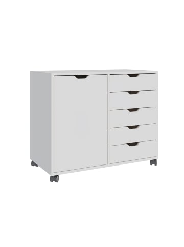 relaxdays Rollcontainer in Weiß - (B)78 x (H)65 x (T)40 cm