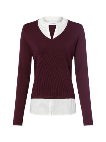 comma Strickpullover in aubergine weiß - 0001