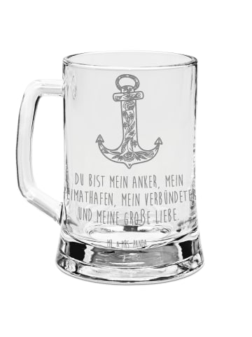 Mr. & Mrs. Panda Gravur Bierkrug Anker Blau mit Spruch in Transparent