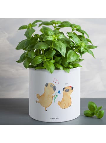 Mr. & Mrs. Panda Pflanzkübel Mops Verliebt ohne Spruch in Weiß