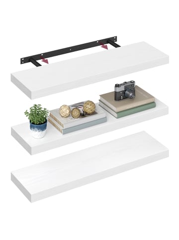 VASAGLE 3er-Set: Wandregal in Weiß - (B)80 x (H)3.8 x (T)20 cm