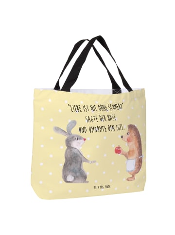 Mr. & Mrs. Panda Damen Schultertasche Hase Igel mit Spruch in Gelb Pastell