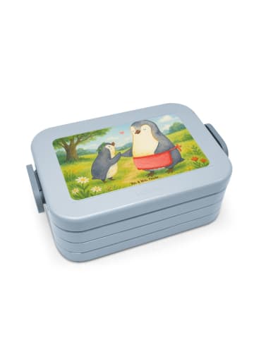 Mr. & Mrs. Panda Bento Box Pinguin mit Kind Design ohne Spruch in Blau Pastell
