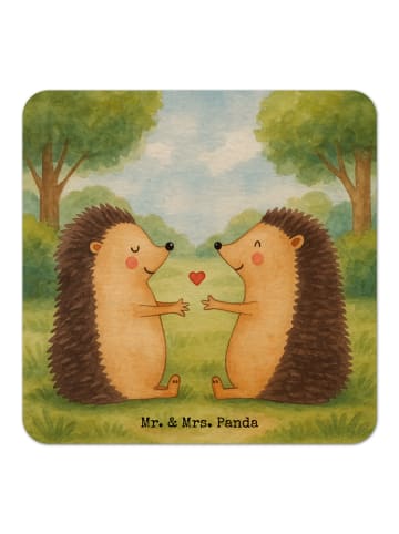 Mr. & Mrs. Panda Bierdeckel Igel Liebe Design ohne Spruch in Weiß