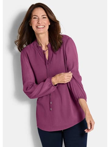 GOLDNER Elegante Jersey-Bluse mit Rundhals in beere