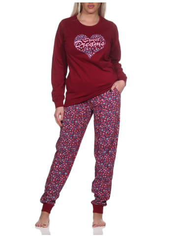 NORMANN Schlafanzug Pyjama langarm Bündchen Sterne - 81634 in beere