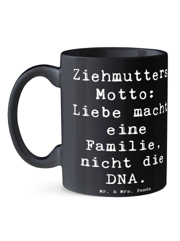 Mr. & Mrs. Panda Tasse Ziehmutter Liebe mit Spruch in Schwarz