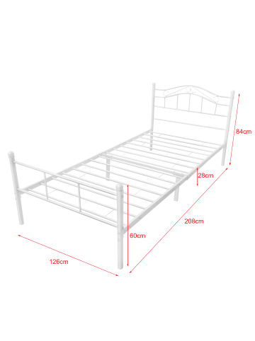 en.casa Metallbett Florenz in Weiß (H)84cm (L)200cm (B)120cm