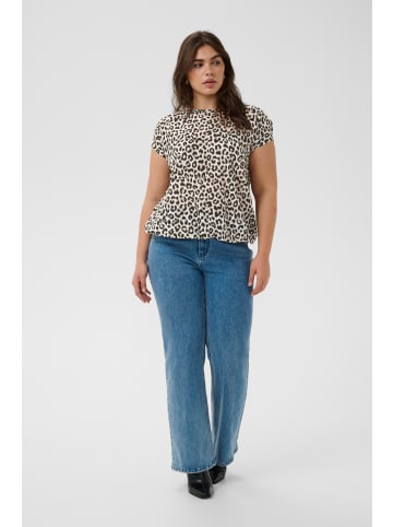 KAFFE curve Bluse kurzarm KCvilana Loose fit in Chalk/Oak/Black Animal
