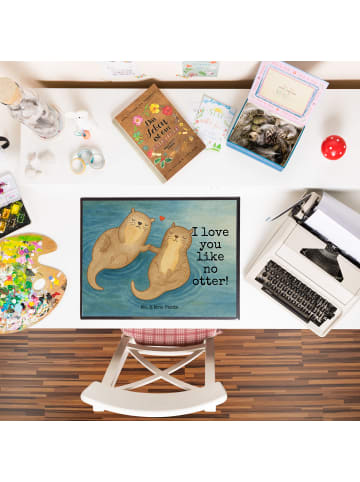 Mr. & Mrs. Panda Schreibunterlage Otter Hände halten Design mit ... in Weiß