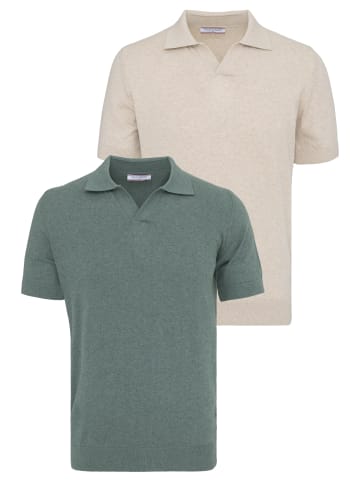 Felix Hardy Polo Shirt Kurzarm in Beige-Grün