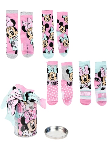 Cerda 4er - Pack Kindersocken Disney Minnie Mouse Geschenkset mit Spardose  in Rosa